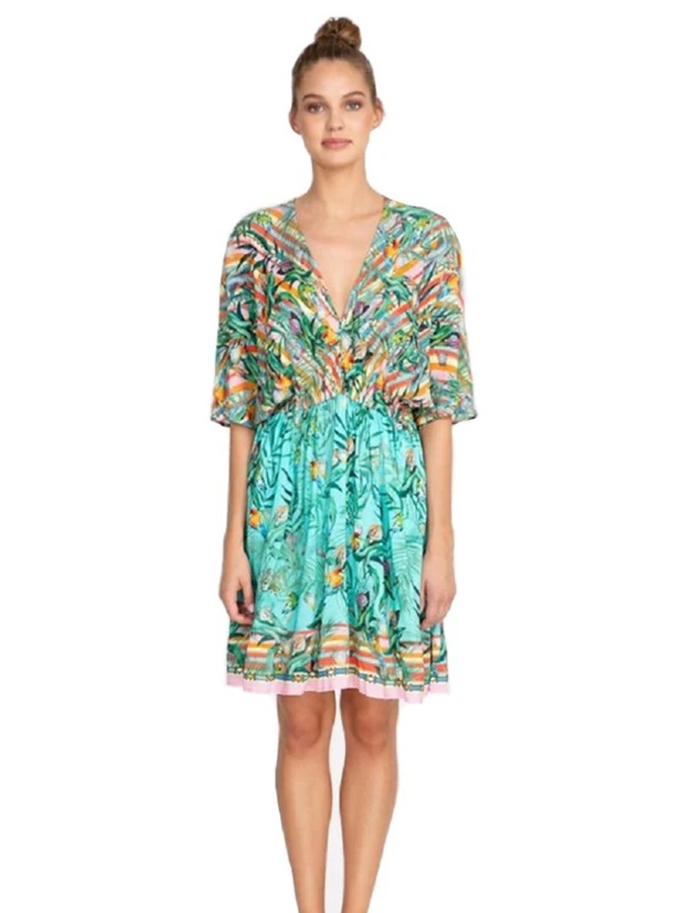Johnny Was Taina Dolman Cover Up in Tropical Multi Pattern - XL